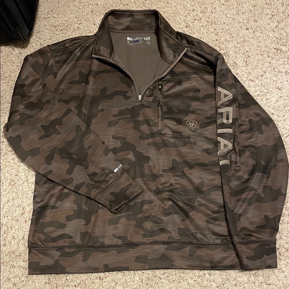 Ariat Brown Camo Quarter-Zip Top